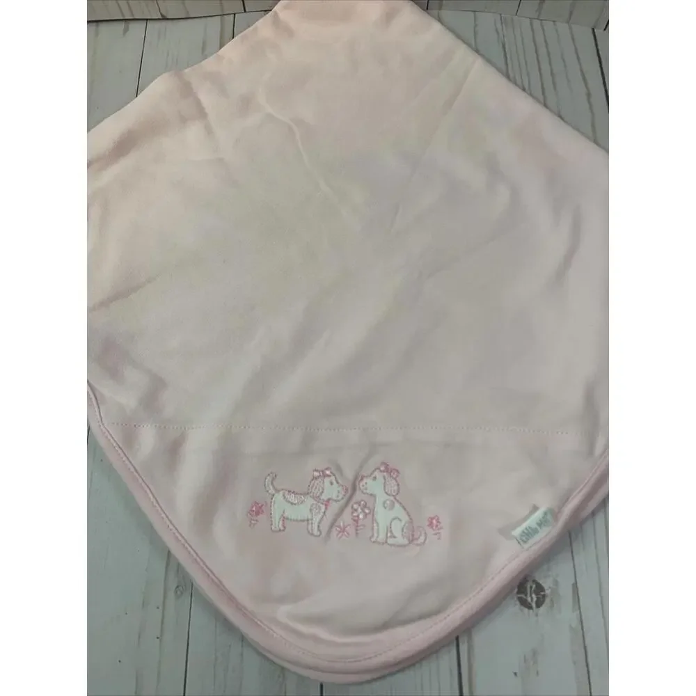 Little Me Baby Girls Pink White Puppy Dog‎ Receiving Blankets 2 Pack Cotton 1622